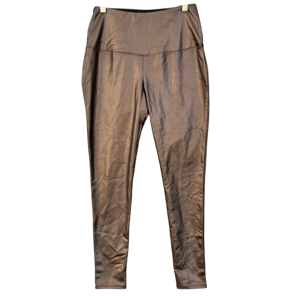 Athena Marie Womens Medium M Copper Faux Leather Leggings Stretch Pull On